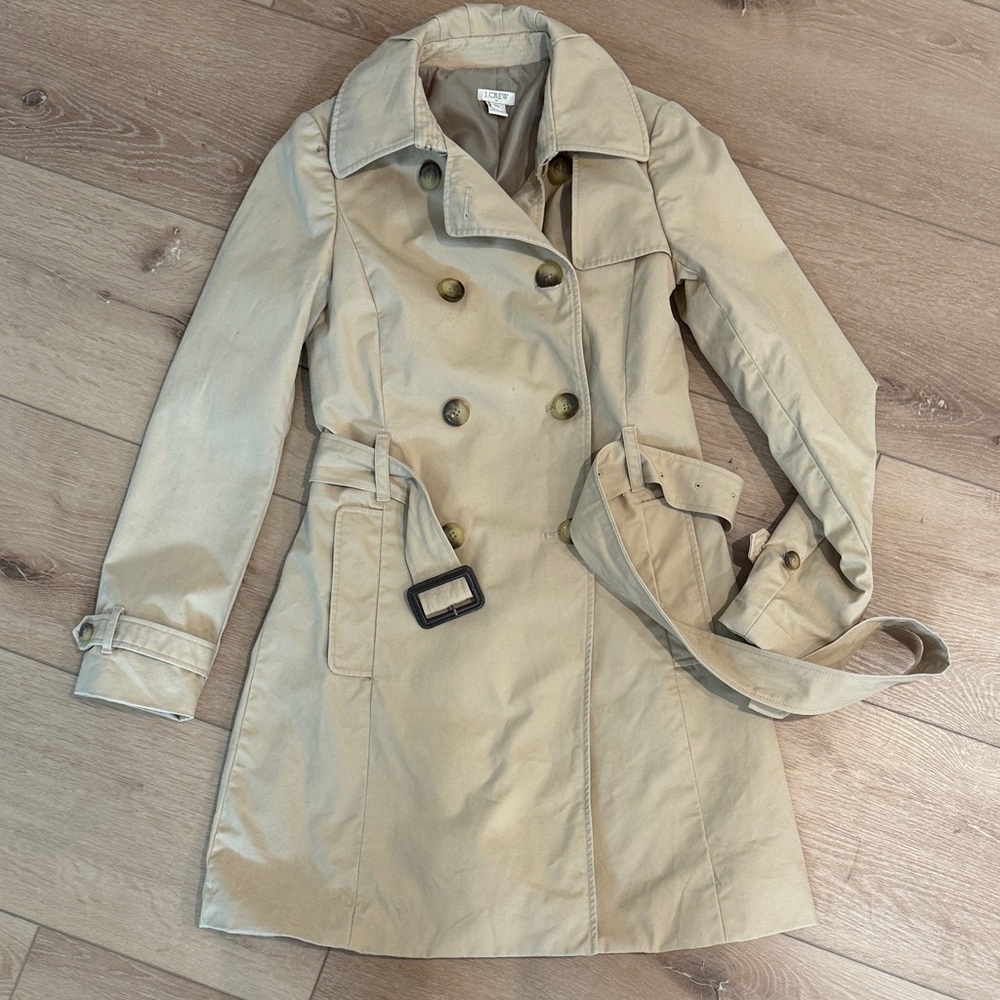 J. Crew Khaki Double-Breasted Trench Coat
